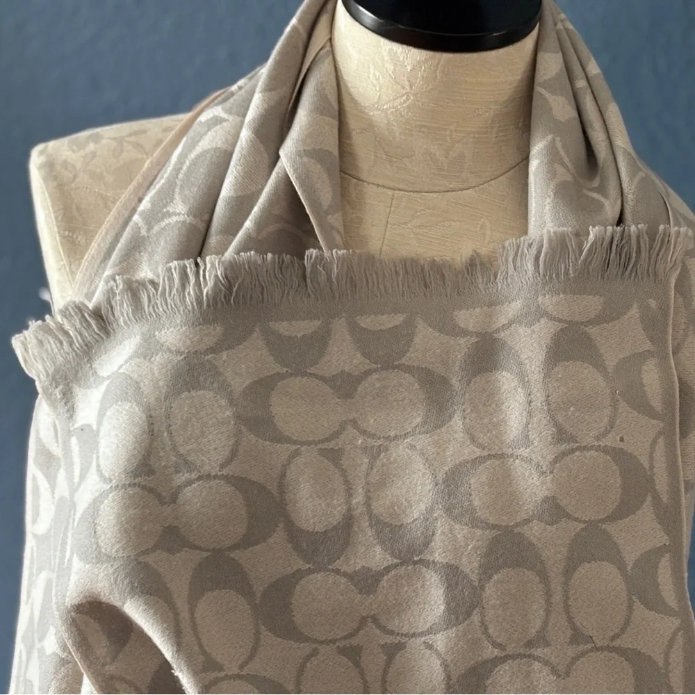 Coach Grey/Silver Patterned Scarf - Picture 5 of 7